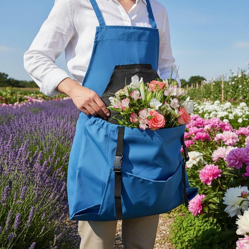 Quick Release Harvesting Apron Adjustable Straps Fruit Picking Apron Waterproof Gardening Gear for Gardeners, Farmers, Orchard, Farm, Array, Teal - Image 3