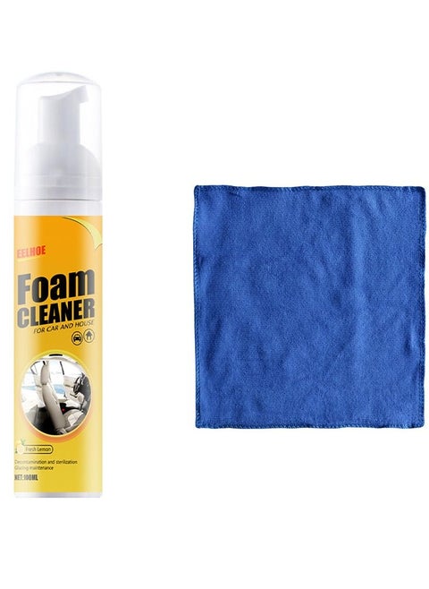 Foam Cleaner, Spray Foam Cleaner, Car Seat Upholstery Strong Stain Remover, Foam Cleaner, Interior Lemony Foam Cleaner, Strong Cleaner Cleaner Spray for Car, Interior, Kitchen