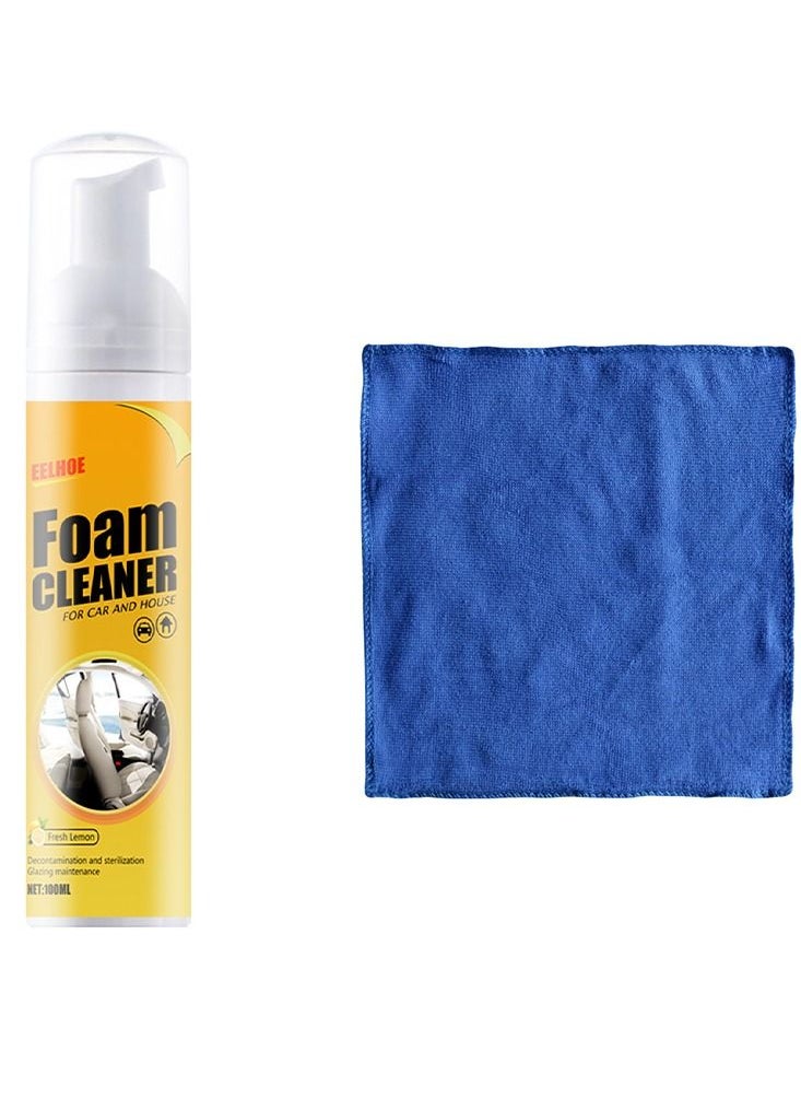 Foam Cleaner, Spray Foam Cleaner, Car Seat Upholstery Strong Stain Remover, Foam Cleaner, Interior Lemony Foam Cleaner, Strong Cleaner Cleaner Spray for Car, Interior, Kitchen