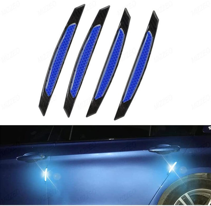 MIZZEO Reflective Car Door Edge Guard Stickers (Pack of 4, Carbon Black & Blue) Carbon Fiber Auto Car Door Edge Sticker Compatible with BMW X3 - Image 2