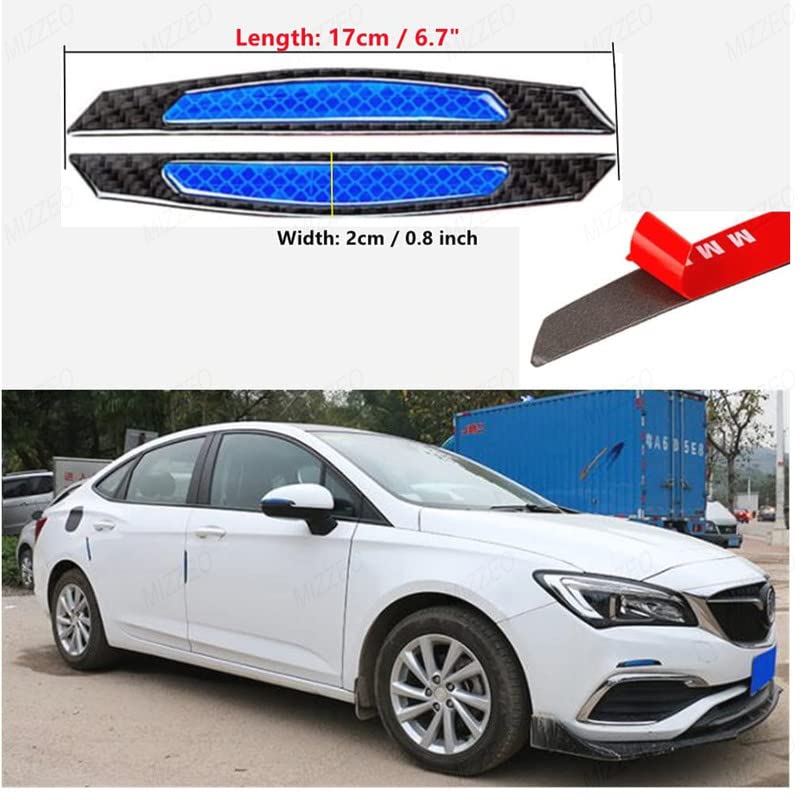 MIZZEO Reflective Car Door Edge Guard Stickers (Pack of 4, Carbon Black & Blue) Carbon Fiber Auto Car Door Edge Sticker Compatible with BMW X3 - Image 3