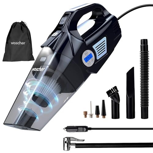 Woscherr AirVac Pro Car Vacuum Cleaner 2in1 & Tyre Inflator for Car and Bike 150 PSI |120 Watt Car Vaccine Cleaner High Power 5500PA Handheld|LED Light| Auto Shut Off| Wet/Dry Use - Image 1