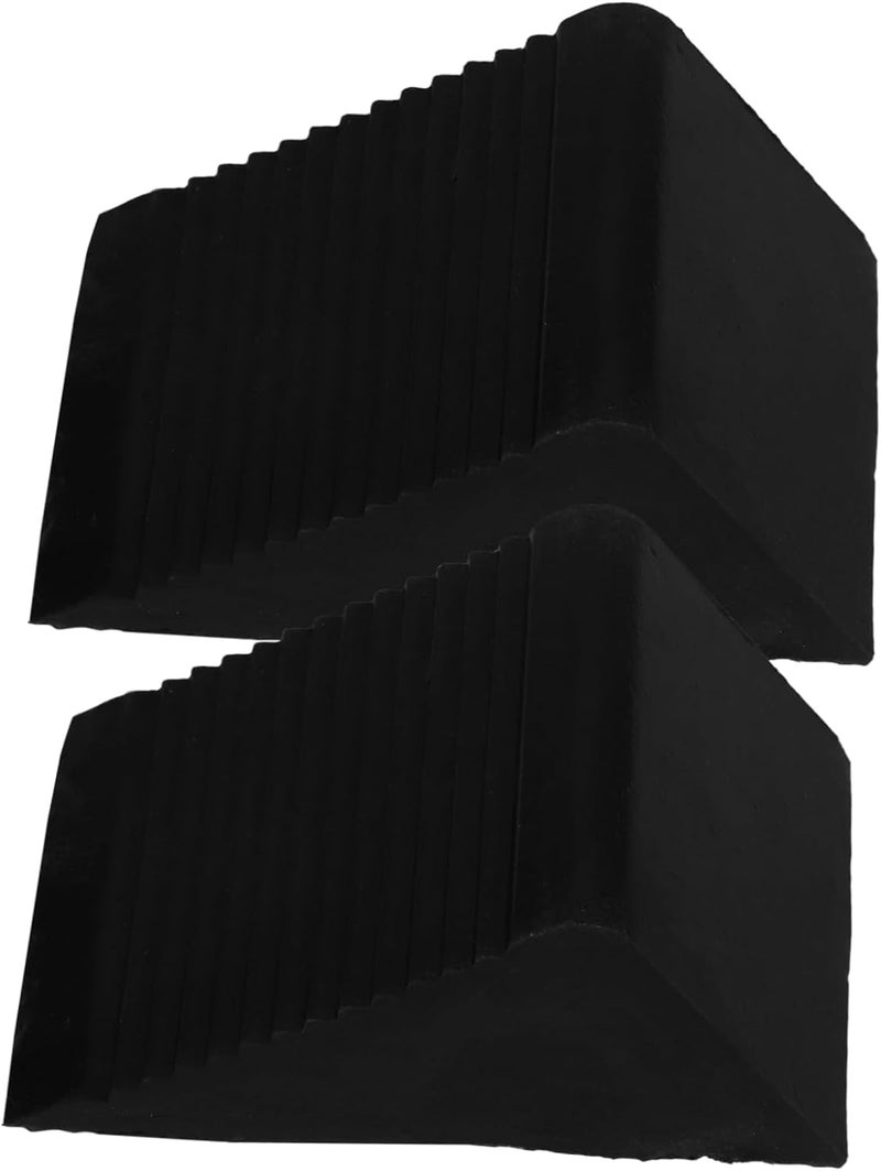 Cabilock 2Pcs Sturdy Rubber Wheel Chocks for Vehicle Parking Safety Slip Tire Stoppers with Design for Rollback Prevention Garage Trailer and Travel Use - Image 1