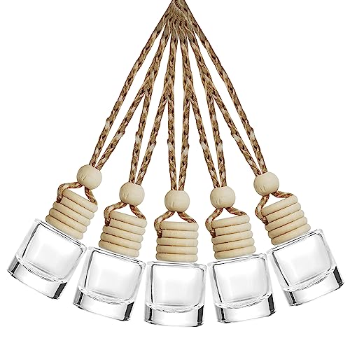 Reswish ESEWALAS 5PCs Hanging Car Air Freshener, Empty Glass Perfume Bottlespendant Bottle, Air Freshener Pendant - Image 1