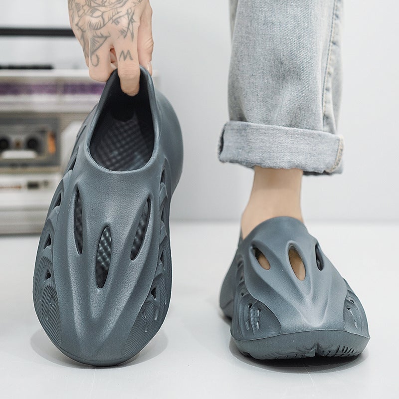 Large Size Coconut Hole Shoes Men'S Thick-Soled Hollow Sandals And Slippers Fashion Casual Shoes Men'S Beach Shoes - Image 5