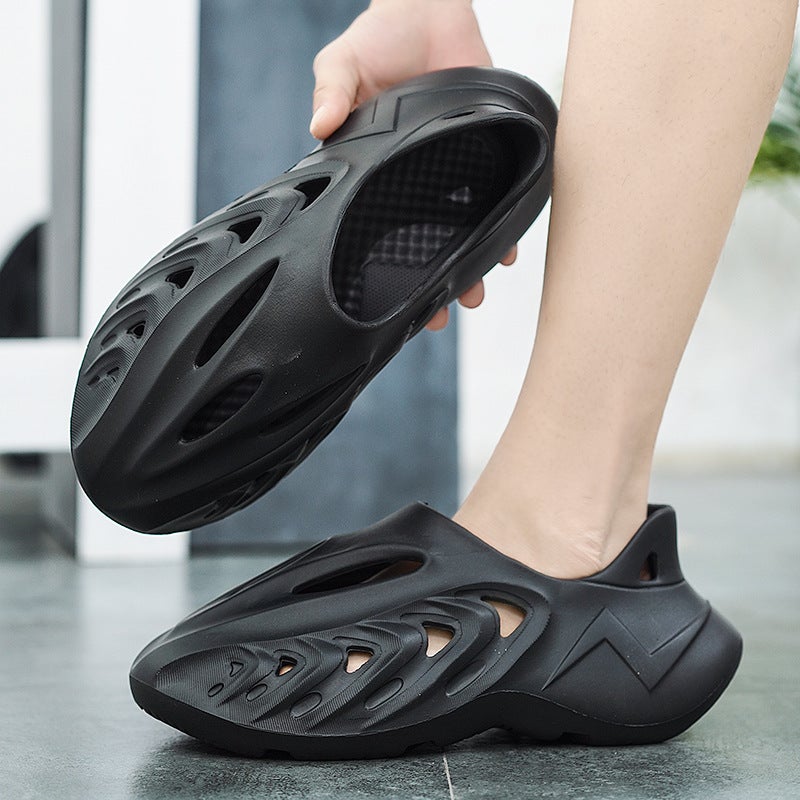 Large Size Coconut Hole Shoes Men'S Thick-Soled Hollow Sandals And Slippers Fashion Casual Shoes Men'S Beach Shoes - Image 4
