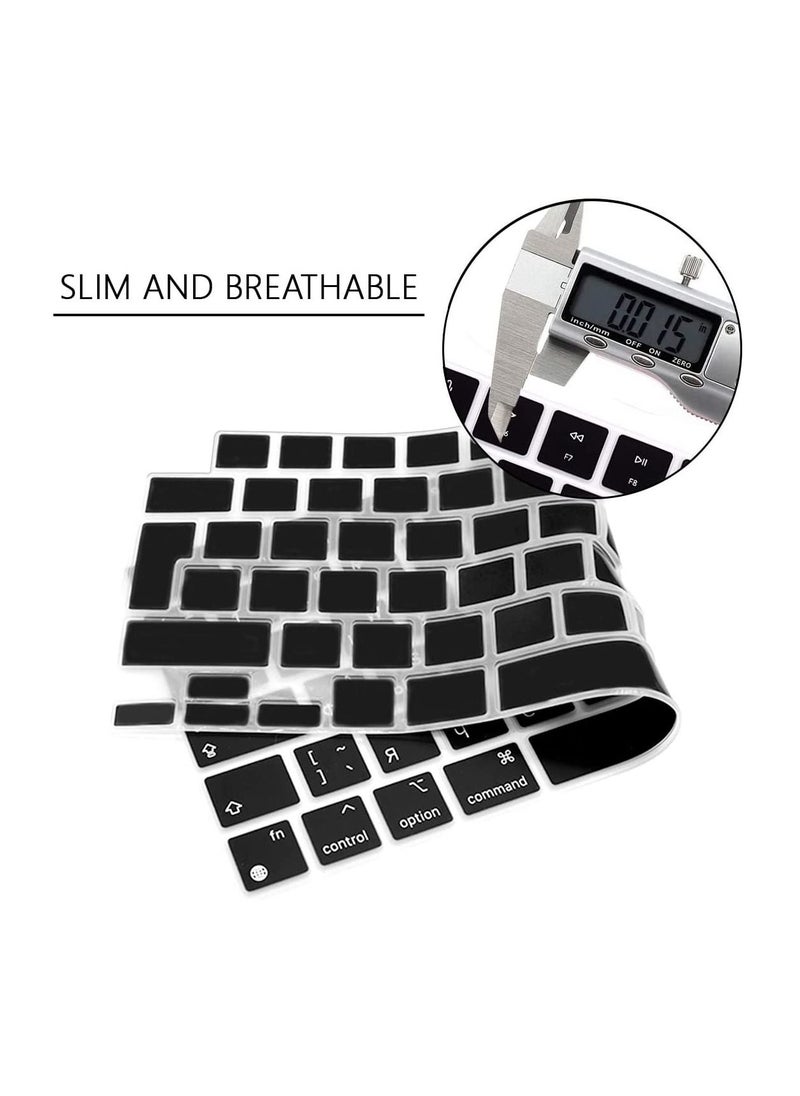 AMM EU Version Russian English Silicone Keyboard Cover Skin for M2 MacBook Air 13.6 inch 2022 A2681 & MacBook Pro 14 inch 2022 2021 A2442 M1 & MacBook Pro 16 inch 2022 2021 A2485 M1, Black  - Image 4