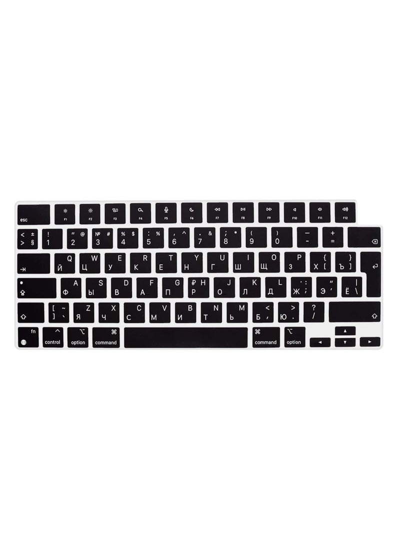 AMM EU Version Russian English Silicone Keyboard Cover Skin for M2 MacBook Air 13.6 inch 2022 A2681 & MacBook Pro 14 inch 2022 2021 A2442 M1 & MacBook Pro 16 inch 2022 2021 A2485 M1, Black  - Image 2