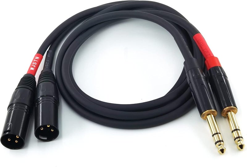 024 محول ستيريو XLR إلى 1/4 TRS، 6.35 مم قناة مزدوجة إلى ذكر XLR 3 دبوس، محول كابل صوت متوازن للميكروفون من XLR إلى 1/4 ستيريو غير متوازن (6 أقدام) - Image 2