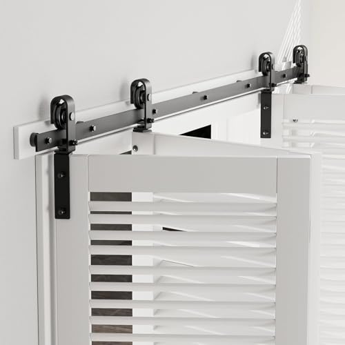 CCJH 9FT/108'' Bi-Folding Barn Door Hardware Sliding Track kit Heavy Duty for 4 Doors(No Wood Door，Hardwware Only) - Image 1
