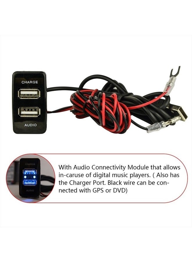 ePathChina شاحن سيارة مزدوج المنافذ USB مع مقبس صوتي لشحن USB لكاميرات رقمية/أجهزة موبايل لتويوتا - Image 2