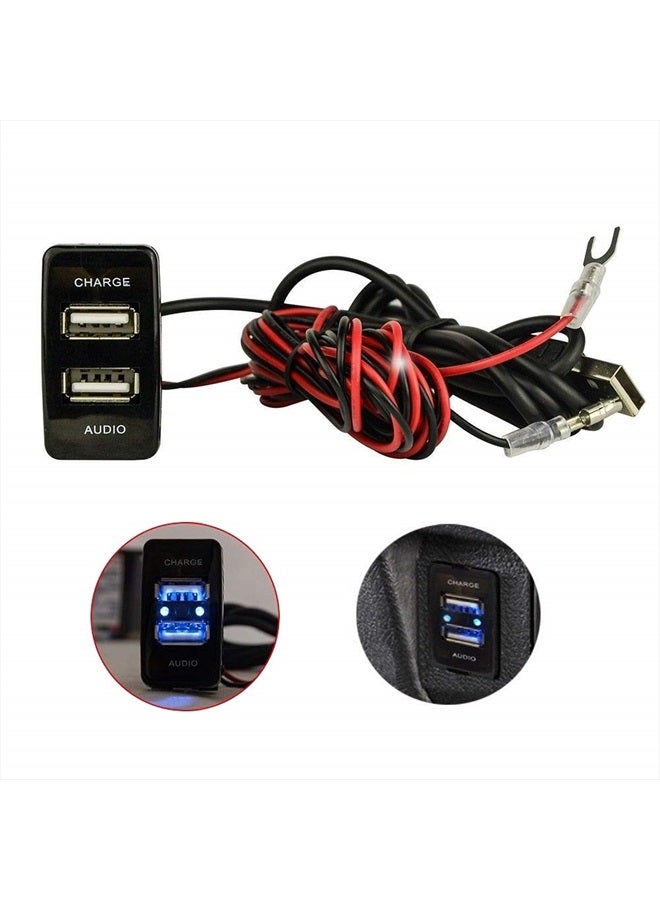 ePathChina شاحن سيارة مزدوج المنافذ USB مع مقبس صوتي لشحن USB لكاميرات رقمية/أجهزة موبايل لتويوتا - Image 3