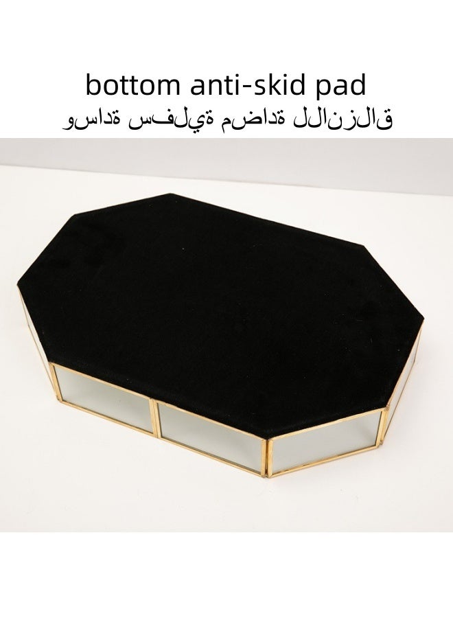 SHABILI Glass Decorative Tray，Dresser Jewelry Ring Dish Tank Storage Kitchen Countertop Organizer Plate Holder for Perfume Towel Bathroom Accessories, Coffee Table Tray for Living Room, Bathroom,1 Pack  - Image 4