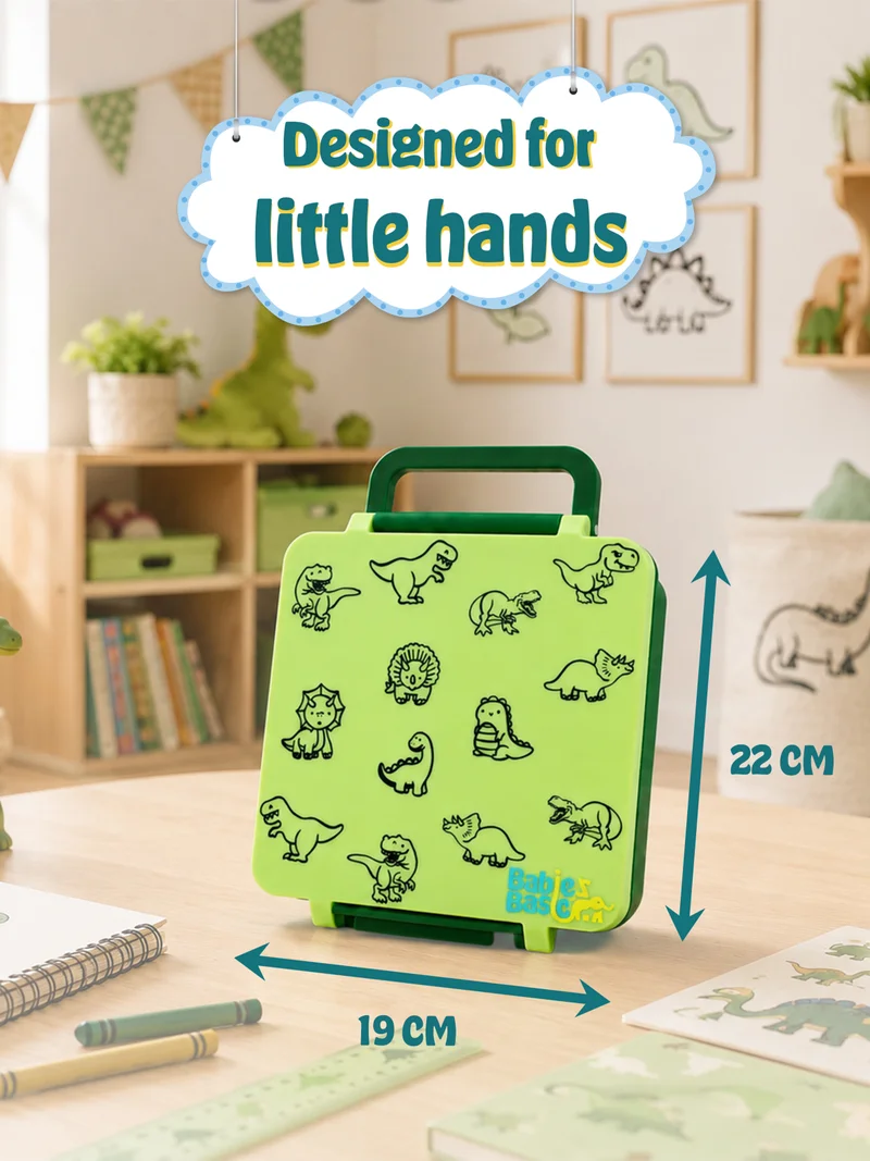 Babies Basic Babies Basic Insulated Bento Lunchbox with Stainless Steel Bottle, 3+ Years - Greeen - Dinosaur