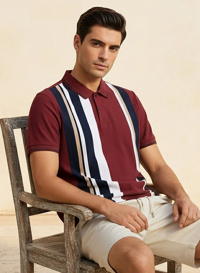 سبلاش فيڤ Men Short Sleeves Striped Polo T-shirt