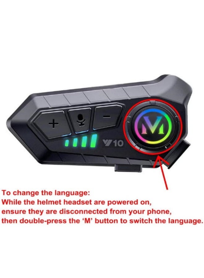 V10 Large battery, high-capacity, high-definition sound, motorcycle helmet speaker. Long-lasting helmet headphones, IPX6 waterproof, automatic answering/calling, music control/automatic noise reduction/alarm. Siri, two microphone types - compatible with all helmets. - Image 5