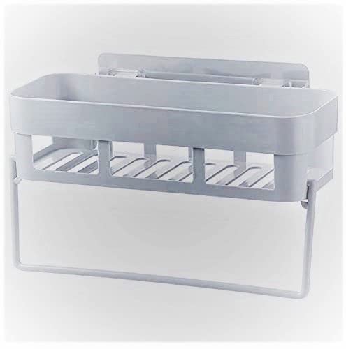CPEX Plastic Rectangular Multipurpose Wall Shelves Wall Mounted Bathroom Kitchen No Drill Storage Rack Super Adhesive Bathroom Shower - Image 1