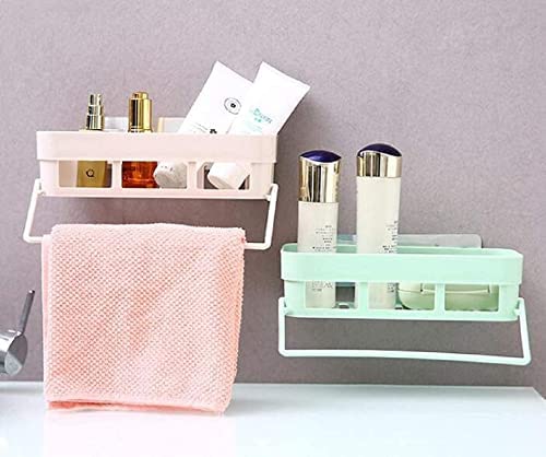 CPEX Plastic Rectangular Multipurpose Wall Shelves Wall Mounted Bathroom Kitchen No Drill Storage Rack Super Adhesive Bathroom Shower - Image 4