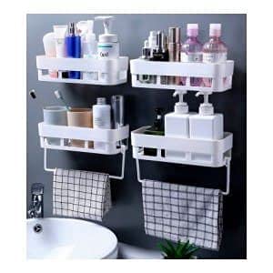 CPEX Plastic Rectangular Multipurpose Wall Shelves Wall Mounted Bathroom Kitchen No Drill Storage Rack Super Adhesive Bathroom Shower - Image 5
