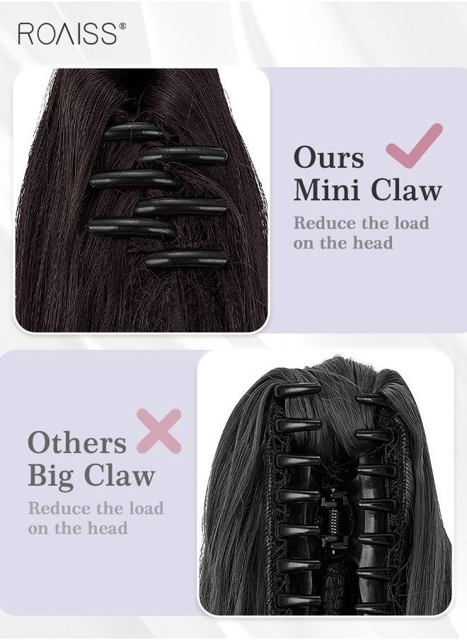 roaiss Long Wavy Ponytail Extensions Mini Claw Clip Natural Ponytail Wig Hair Extension Synthetic Hairpiece for Women Girls Party Hairstyle Soft Daily Use 50CM - Dark Brown  - Image 5
