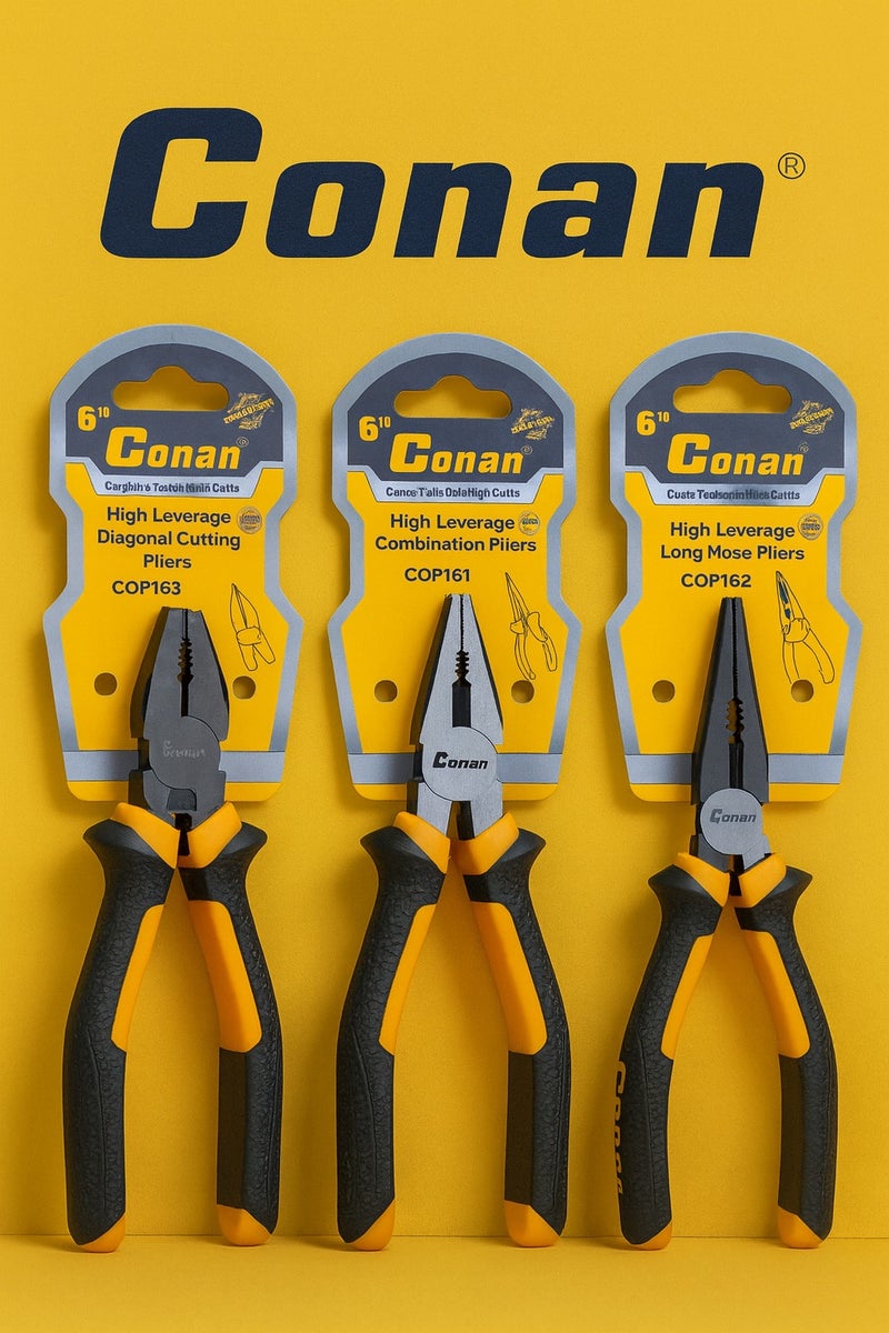 Conan 3-Piece Professional Pliers Set 6" (160 mm) High Leverage Multi-Purpose - Image 2