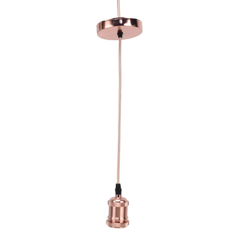 E27 Lamp Holder Rose Gold: Durable Aluminum Iron Braid Rope Material - Modern Retro Decorative Design Pendant Light Lampholder for Home Kitchen Bedroom Cafe Office Outdoor Lighting - Image 2