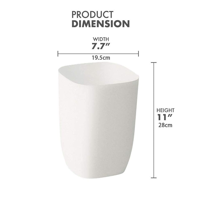 mingol Bathroom Trash Can, Small Garbage Can for Bedroom, Living Room, Kitchen, Slim Cute Plastic Waste Basket for Office, 7L, Matt White - Image 2