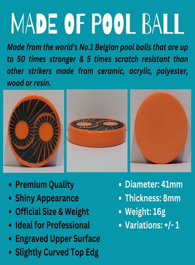 NHD Professional Carrom Striker PROAN810 - Made of Original Pool Ball (Orange) - Image 3