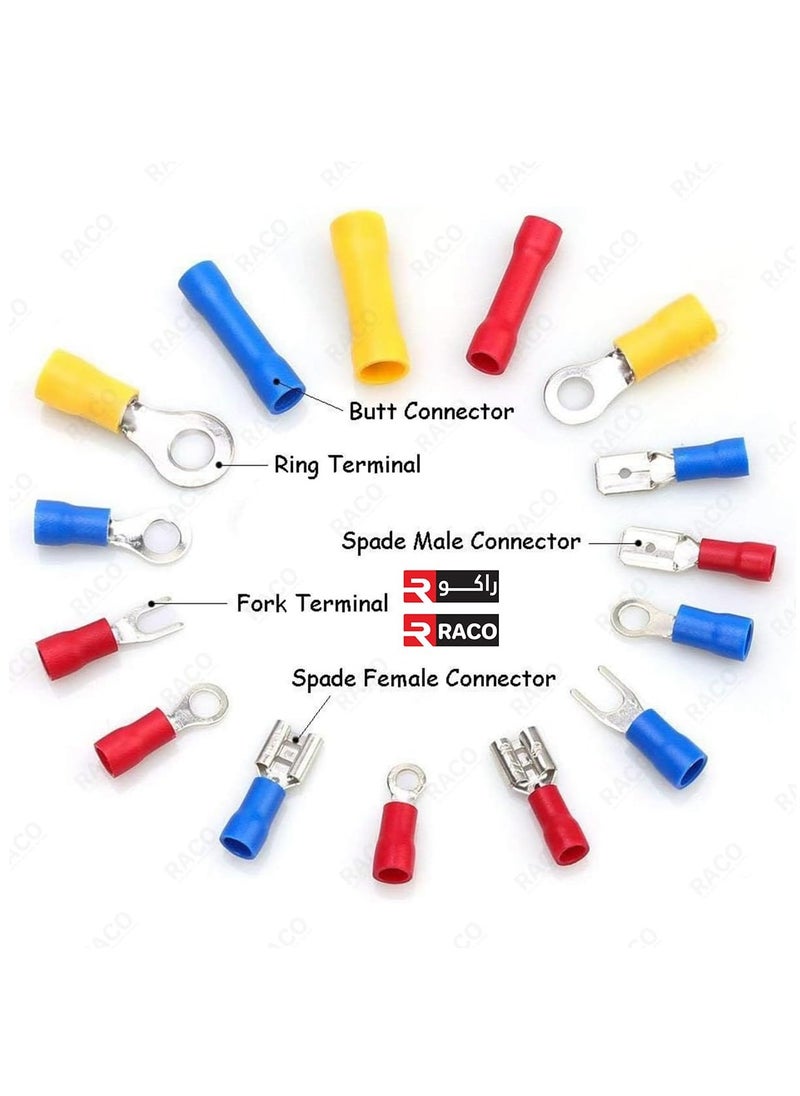 RACO RACO Insulated Terminal Connector Set with 300pcs | Mixed Electrical Insulated Ring Terminal, Fork, Wire Connector, Male and Female Crimp Terminal Connectors Kit  - Image 3