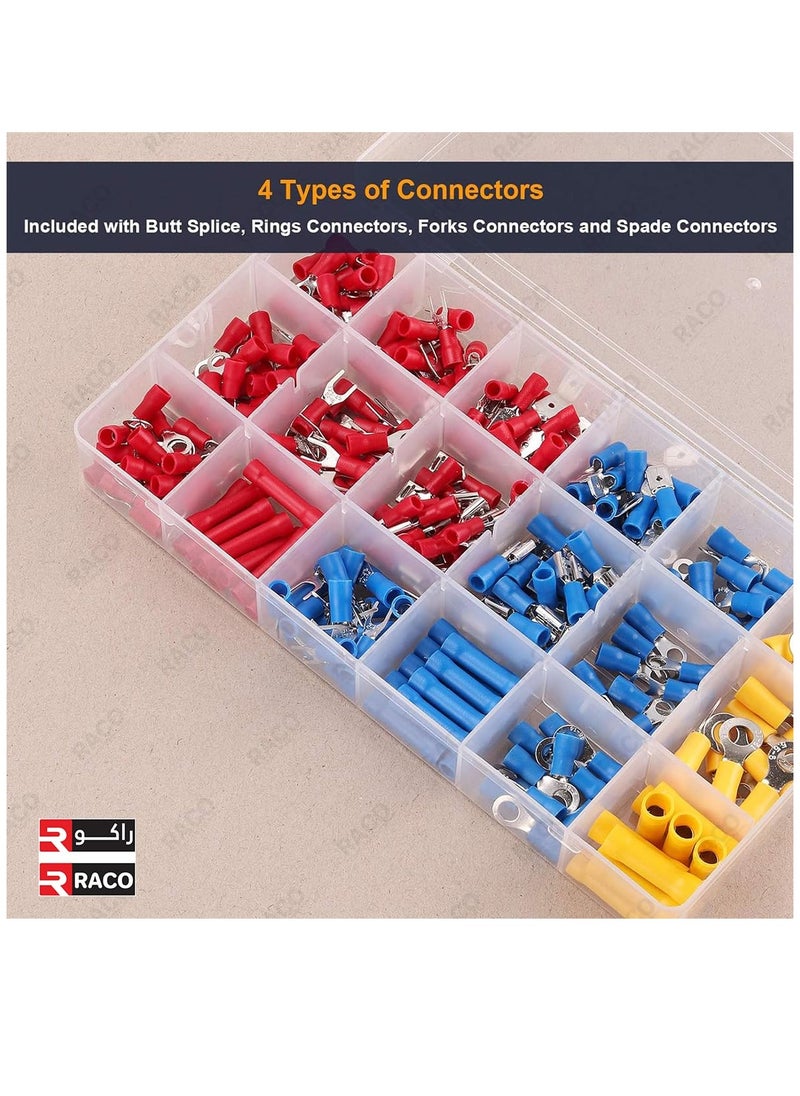 RACO RACO Insulated Terminal Connector Set with 300pcs | Mixed Electrical Insulated Ring Terminal, Fork, Wire Connector, Male and Female Crimp Terminal Connectors Kit  - Image 2