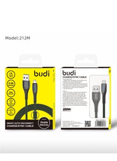 budi 212M Sync Zinc Alloy 2.4A Fast Charge With Breathing LED and Auto Power-off Micro-USB Cable 1meter  - Image 2