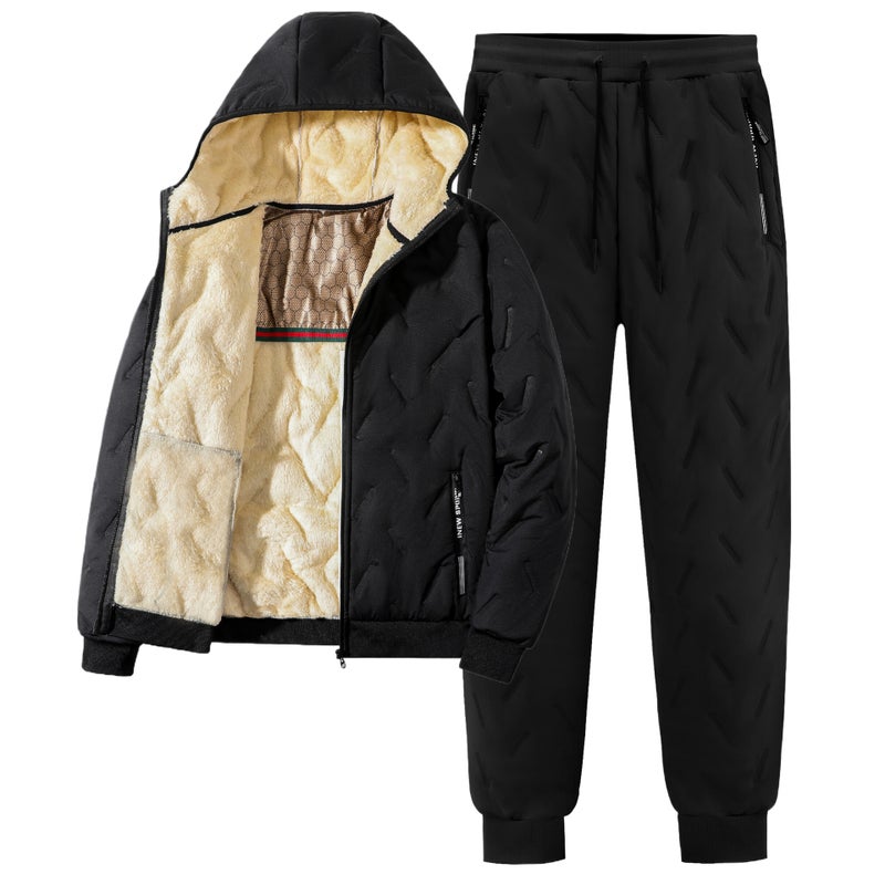 Men'S Cotton-Padded Jacket, Pants, Vest, Large Size Suit, Thickeneded And Velvet, Cold-Proof And Windproof Quilted Warm Men'S Winter Suit - Image 5