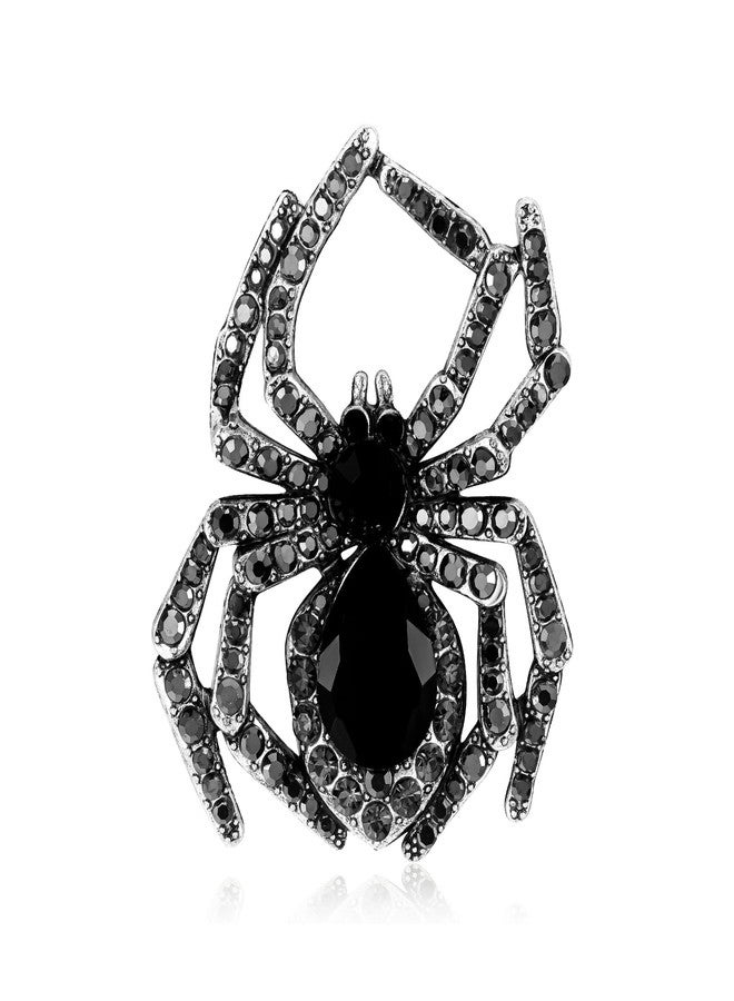 YOQUCOL Spider Shape Halloween Brooch for Women Black Rhinestone Crystal Spider Brooch Pin - Image 1