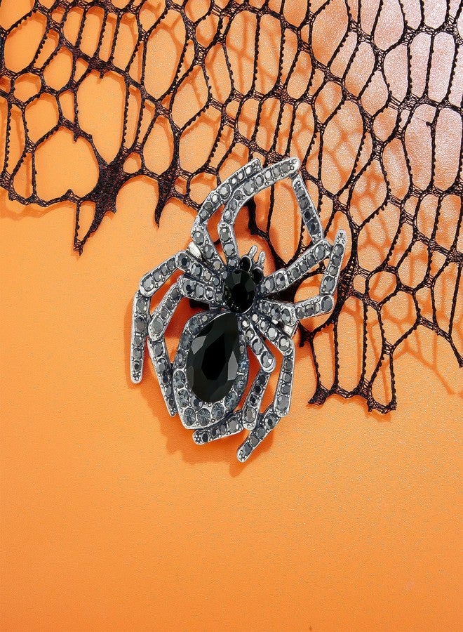YOQUCOL Spider Shape Halloween Brooch for Women Black Rhinestone Crystal Spider Brooch Pin - Image 4