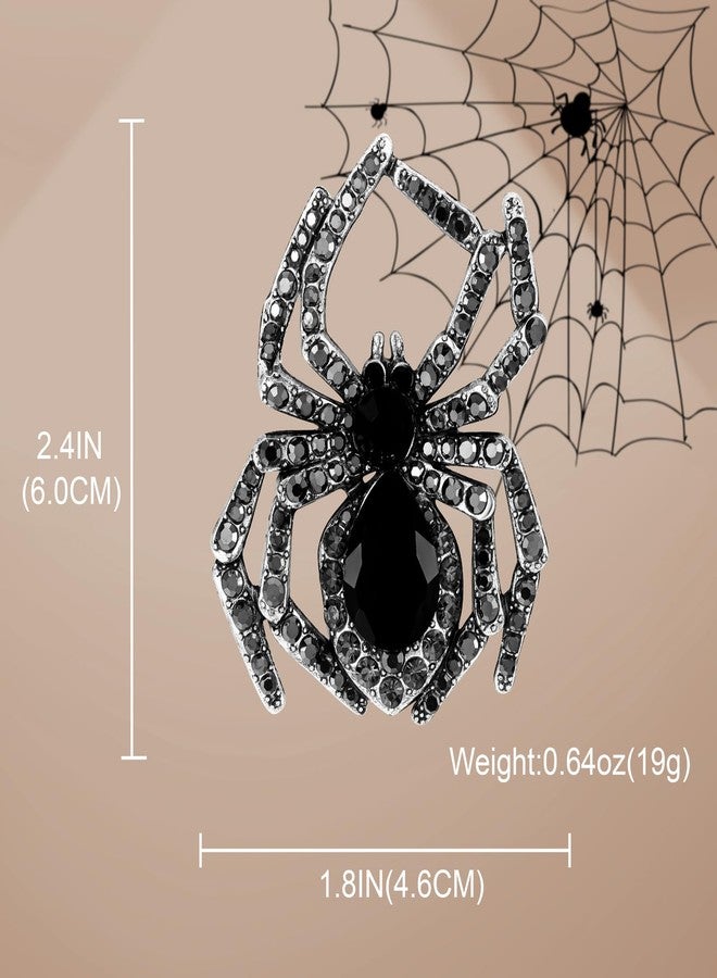 YOQUCOL Spider Shape Halloween Brooch for Women Black Rhinestone Crystal Spider Brooch Pin - Image 2