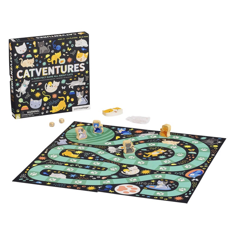 Petit Collage Catventures Board Game for Kids Fun Cat Board Game for 24 Players Made from Recycled Materials and VegetableBased Inks Makes a Great Gift for Cat Lovers