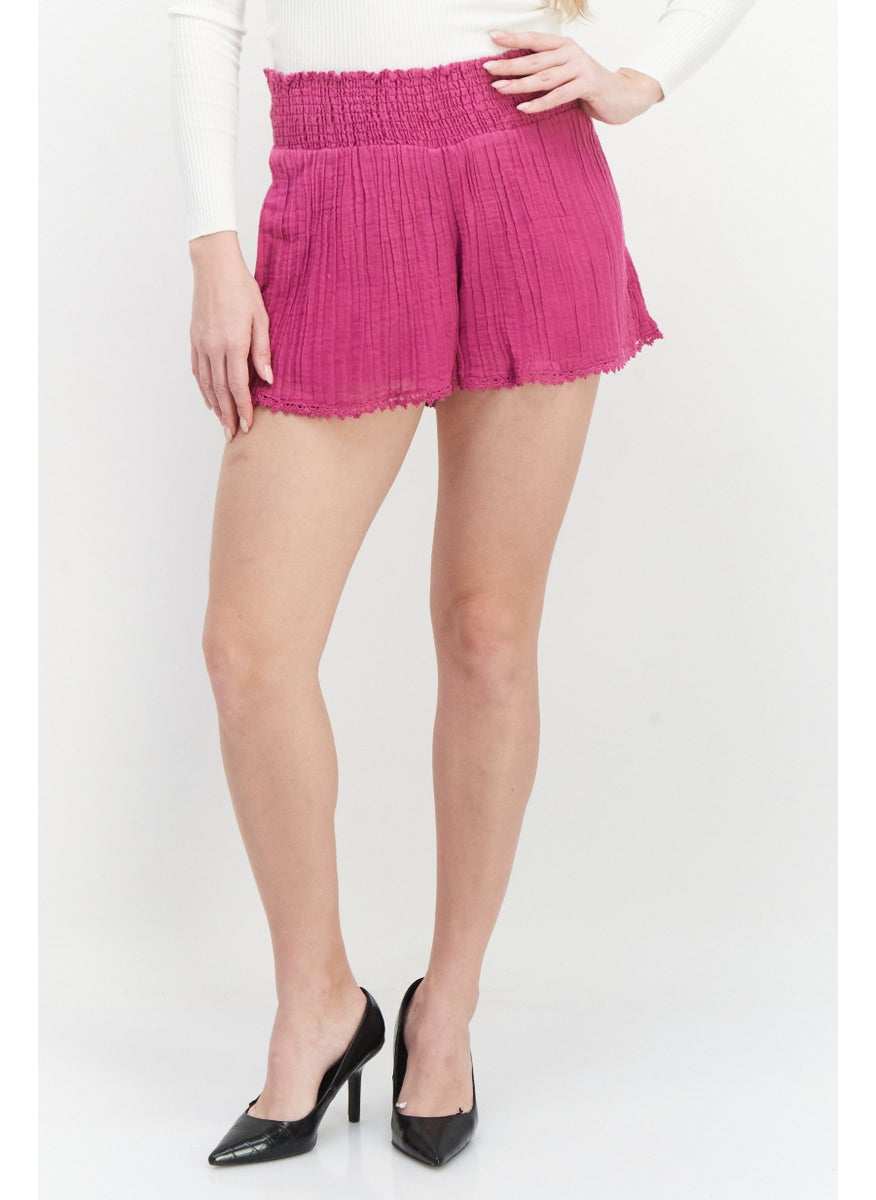 GUESS Women Solid Basic Shorts, Pink  - Image 1
