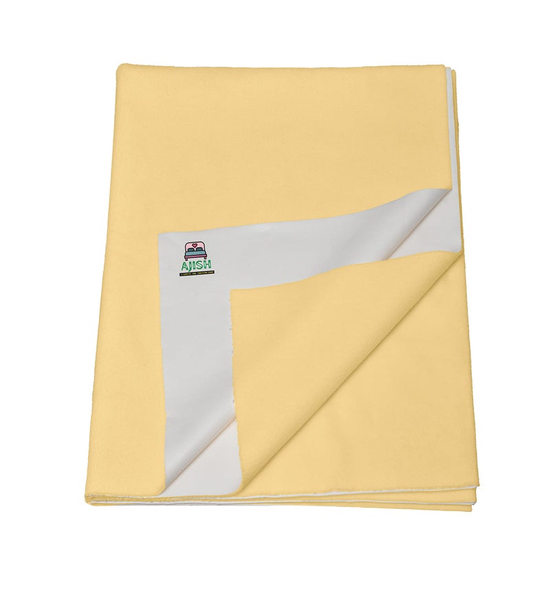 AJISH Baby Bed Protector Reusable, 100% Waterproof High Absorbent Faster Dry Sheet, Soft Cotton Fabric, Best for New Born Babies & Toddler Children, 50X70CM, Yellow, Small - Pack of 1 - Image 1