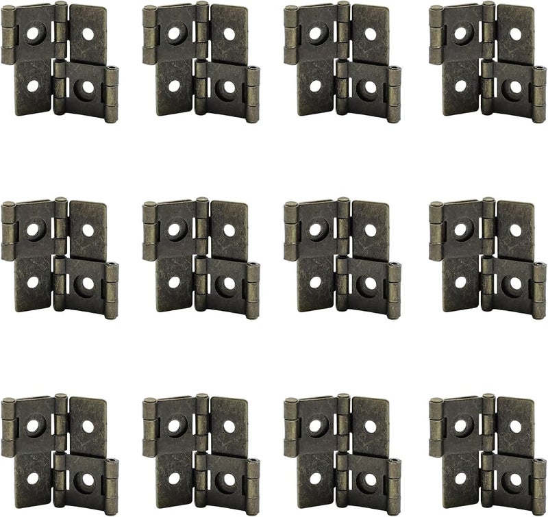 Antrader 2-Inch Retro Style Folding Double Acting Screen Hinge Bronze Tone Pack of 12 - Image 1