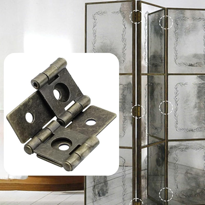 Antrader 2-Inch Retro Style Folding Double Acting Screen Hinge Bronze Tone Pack of 12 - Image 4