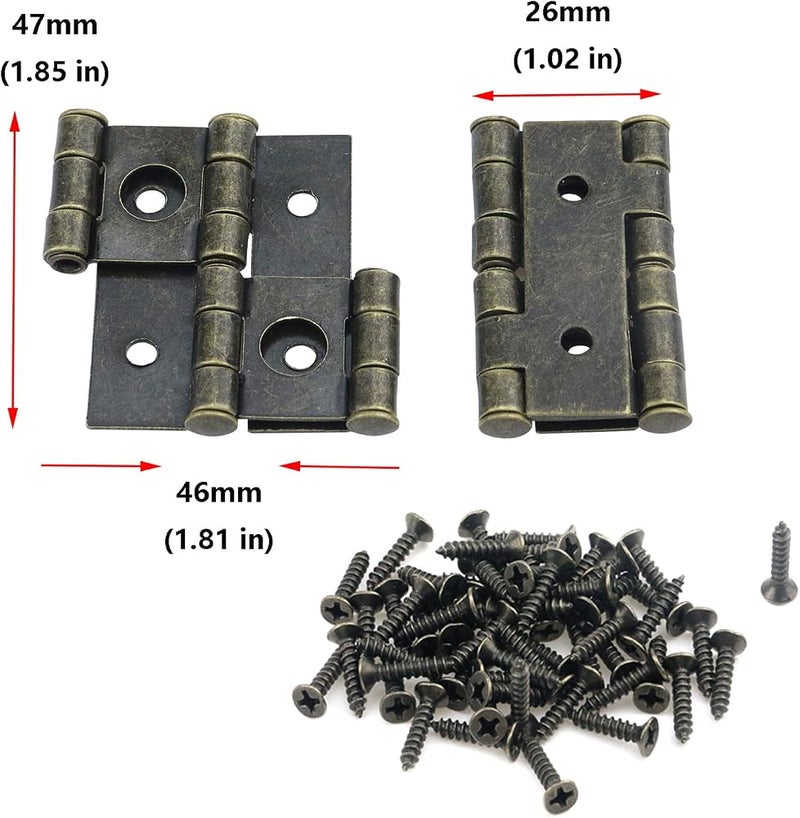 Antrader 2-Inch Retro Style Folding Double Acting Screen Hinge Bronze Tone Pack of 12 - Image 2