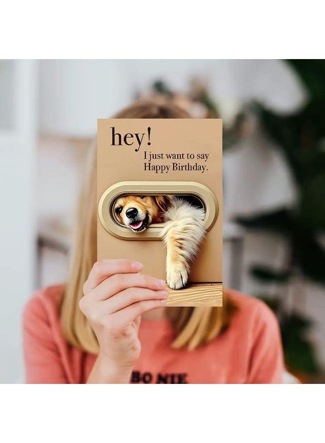 2pcs Dog Design Happy Birthday Greeting Cards with Envelopes – Cute Animal Print Birthday Cards for Friends & Family - Image 2