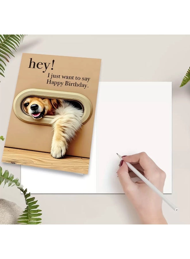 2pcs Dog Design Happy Birthday Greeting Cards with Envelopes – Cute Animal Print Birthday Cards for Friends & Family - Image 3