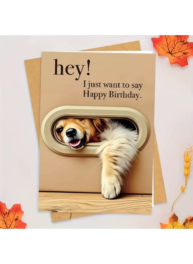 2pcs Dog Design Happy Birthday Greeting Cards with Envelopes – Cute Animal Print Birthday Cards for Friends & Family - Image 1