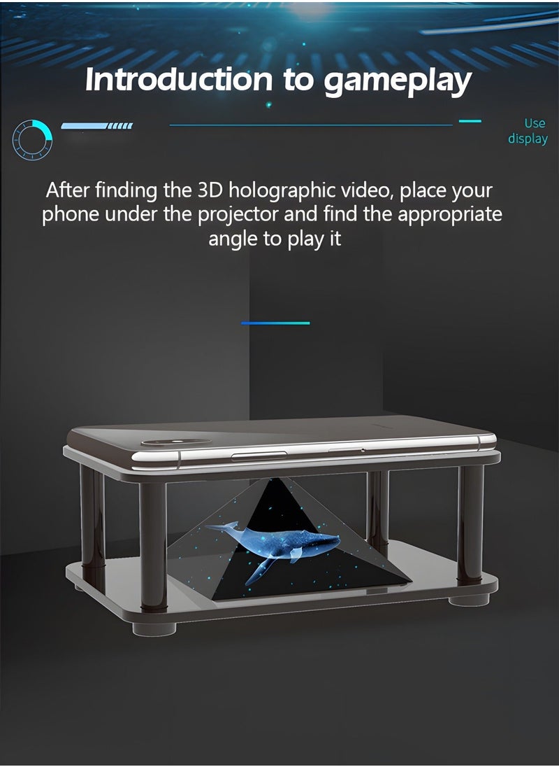 GROIC 3D Holographic Display Stands,Projector Mobile Smartphone Hologram Bracket,360° Images Stands Projector,for Ad Display/Cartoon Interaction/Entertainment/Gift,Developmental Toys  - Image 3