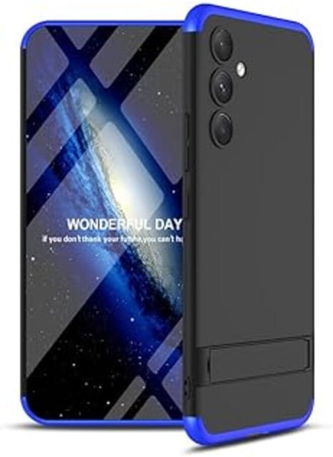 compatible with Samsung A54 5G GKK Three Stage Splicing Full Coverage PC Phone Case with kickstand For Samsung A54 5G (black*blue)