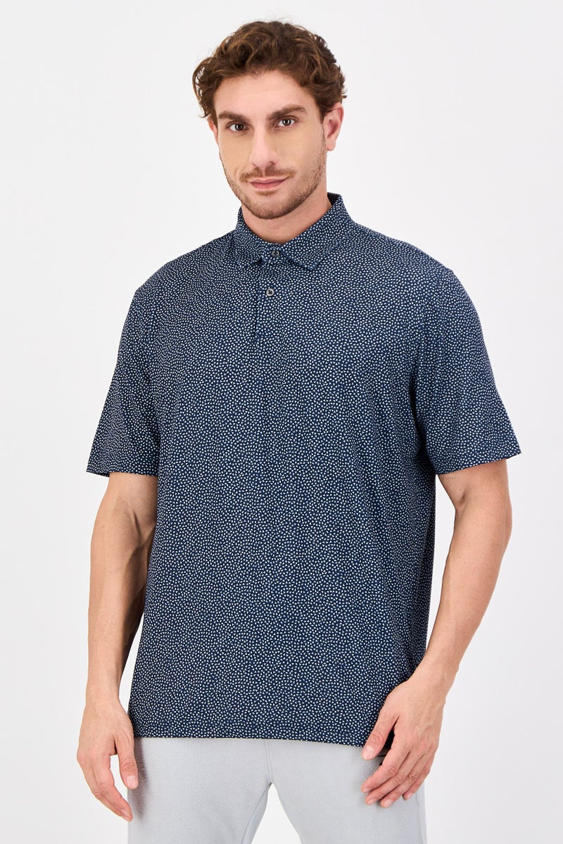 Greg Norman Men Sportswear Fit Short Sleeve Outdoor Polo Shirt, Navy - Image 1