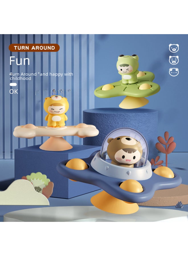 Baby Suction Cup Toy Rotating Fun Water Play Cartoon Spinning Top Finger Tip Gyro Toy Educational Soothing Baby-Color:Cartoon B 3-piece Set ((opp Bag) - Image 2