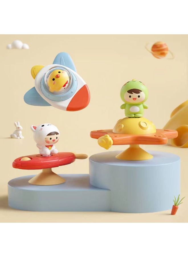 Baby Suction Cup Toy Rotating Fun Water Play Cartoon Spinning Top Finger Tip Gyro Toy Educational Soothing Baby-Color:Cartoon B 3-piece Set ((opp Bag) - Image 1