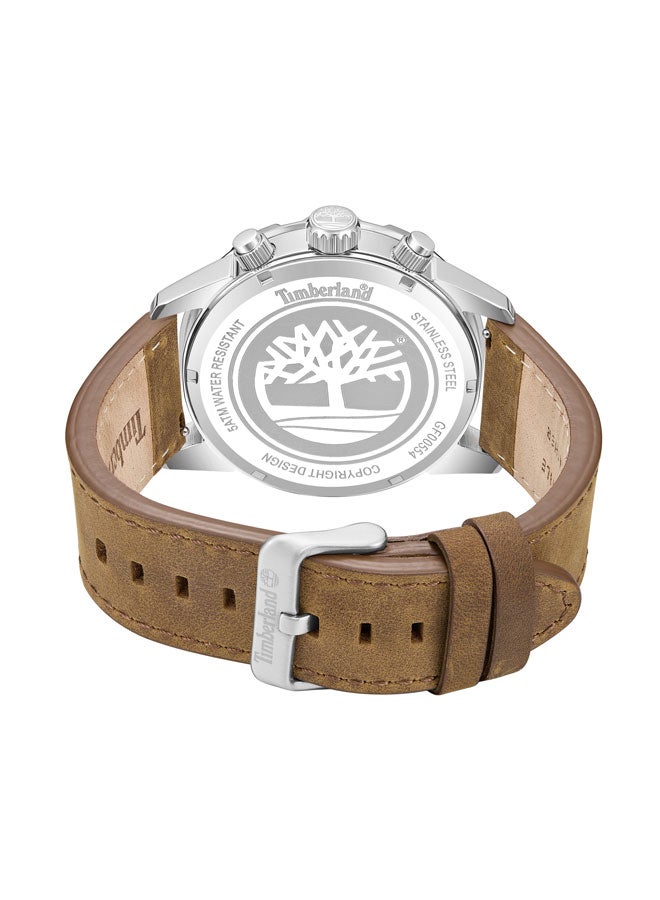 Timberland Men Campton 44 mm Men's Multifunction Watch Green Dial  & Brown Leather Strap - Image 3